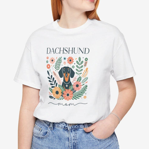 Dachshund T- Shirt for Women - Dachshund Mom Shirt Floral