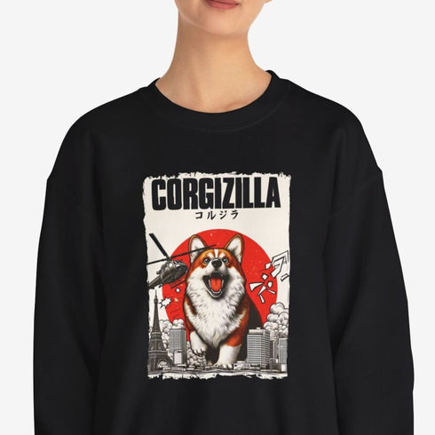 Funny Corgi Sweatshirt for Women - Corgizilla Crew Sweatshirt