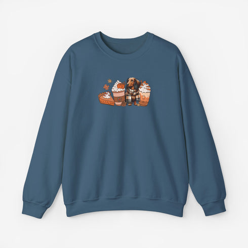 Longhaired Dachshund Autumn Sweatshirt for Women - Crew Sweatshirt