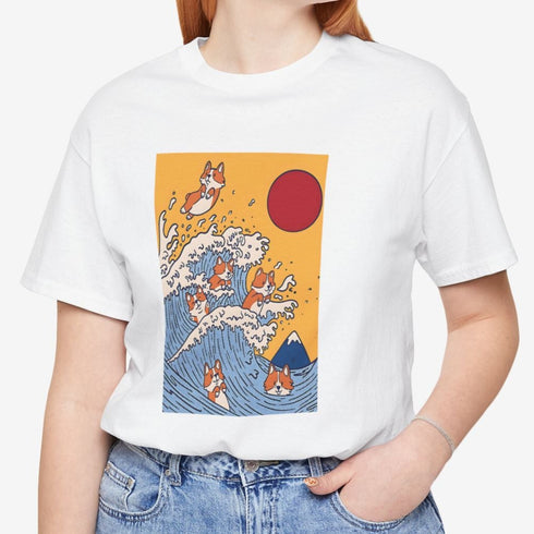 Funny Corgi Shirt for Women - Japanese Art Corgi Lover Tee