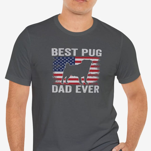 Pug Dad T- Shirt - Pug Shirt for Men - American Flag Pug Tee