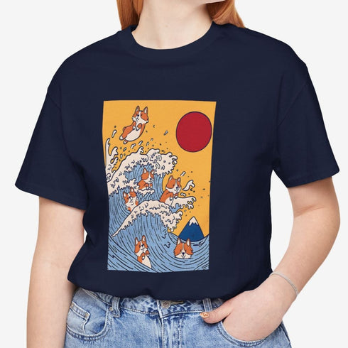 Funny Corgi Shirt for Women - Japanese Art Corgi Lover Tee