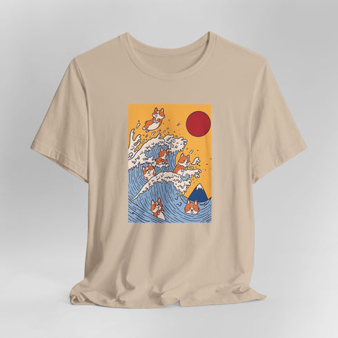 Funny Corgi Shirt for Women - Japanese Art Corgi Lover Tee