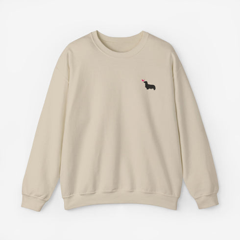 Longhaired Dachshund Sweatshirt for Women - Cute Dachshund Crew Sweatshirt