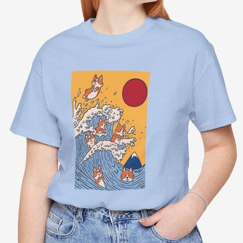 Funny Corgi Shirt for Women - Japanese Art Corgi Lover Tee