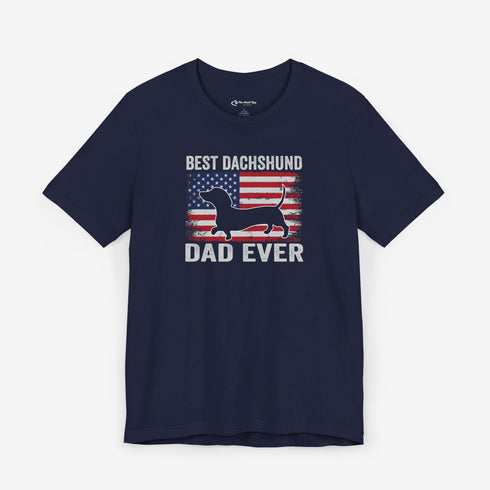 Dachshund Dad Tee - Dachshund T- Shirt for Men - American Flag Dachshund Shirt