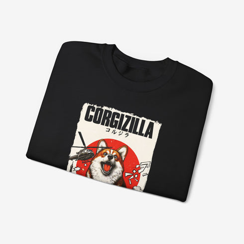 Funny Corgi Sweatshirt for Women - Corgizilla Crew Sweatshirt