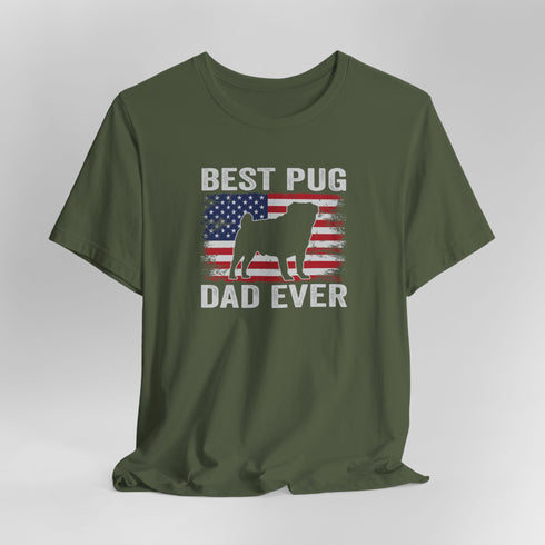 Pug Dad T- Shirt - Pug Shirt for Men - American Flag Pug Tee