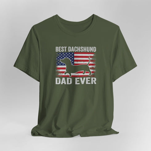 Dachshund Dad Tee - Dachshund T- Shirt for Men - American Flag Dachshund Shirt