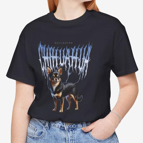 Chihuahua Metal T- Shirt for Women - Funny Black Chihuahua Tee for Women