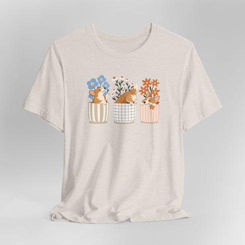 corgi t shirt for women. Color beige
