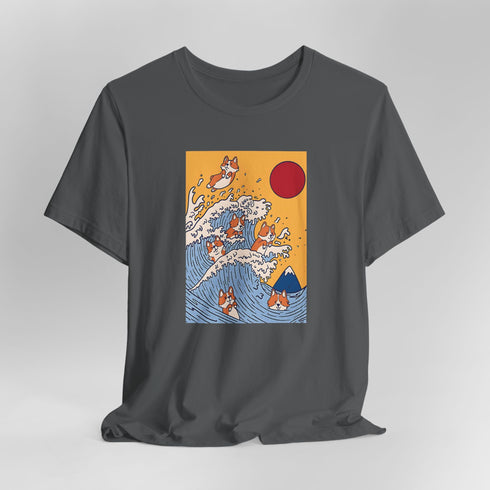 Funny Corgi Shirt for Women - Japanese Art Corgi Lover Tee