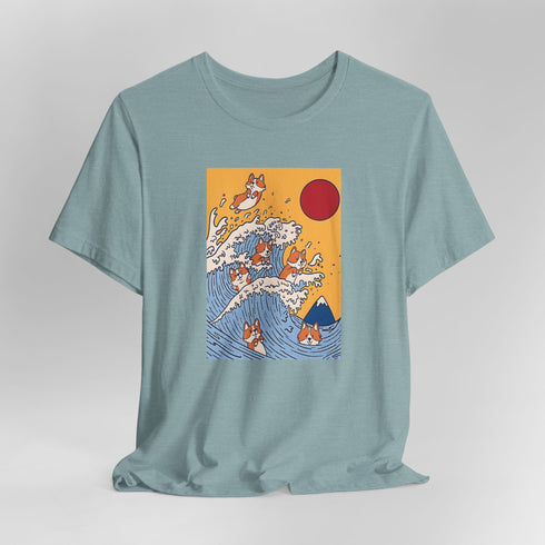 Funny Corgi Shirt for Women - Japanese Art Corgi Lover Tee