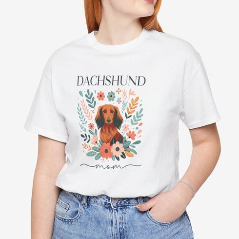 Dachshund T- Shirt for Women - Longhaired Dachshund Mom Shirt