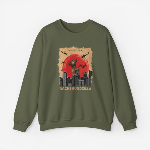 Dachshund Sweatshirt for Women - Funny Dachshundzilla Crew Sweatshirt