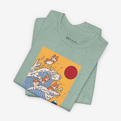 Funny Corgi Shirt for Women - Japanese Art Corgi Lover Tee