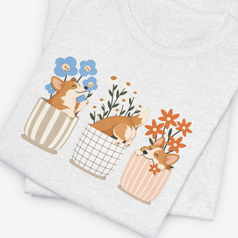 corgi t shirt for women. Color ash