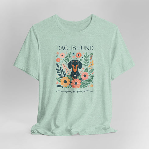 Dachshund T- Shirt for Women - Dachshund Mom Shirt Floral