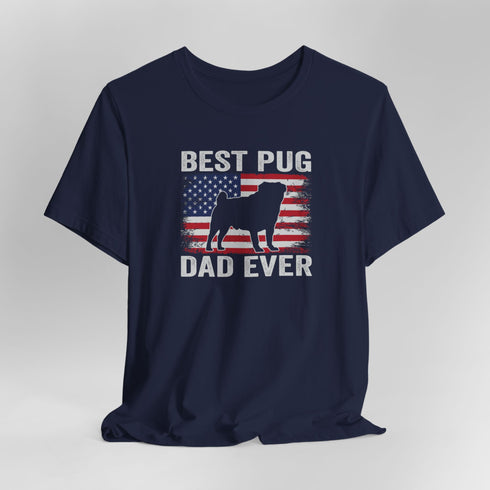 Pug Dad T- Shirt - Pug Shirt for Men - American Flag Pug Tee