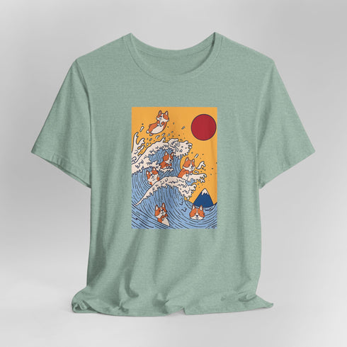Funny Corgi Shirt for Women - Japanese Art Corgi Lover Tee