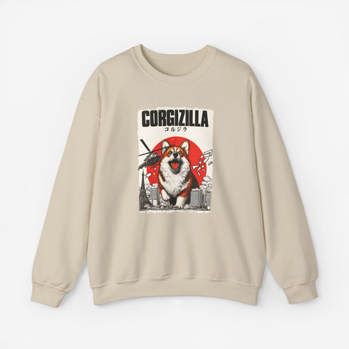 Funny Corgi Sweatshirt for Women - Corgizilla Crew Sweatshirt