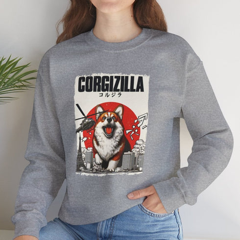 Funny Corgi Sweatshirt for Women - Corgizilla Crew Sweatshirt