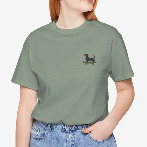 Dachshund Skateboard Tee - Wiener Dog T- Shirt for Women