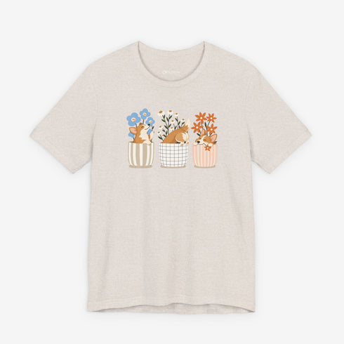 corgi t shirt for women. Color beige