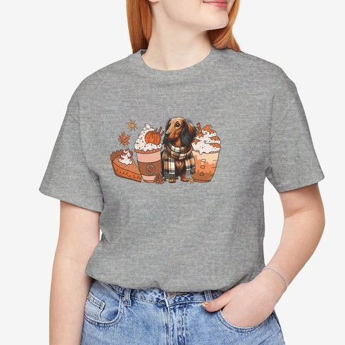Longhaired Dachshund Fall Tee - Dachshund T- Shirt for Women