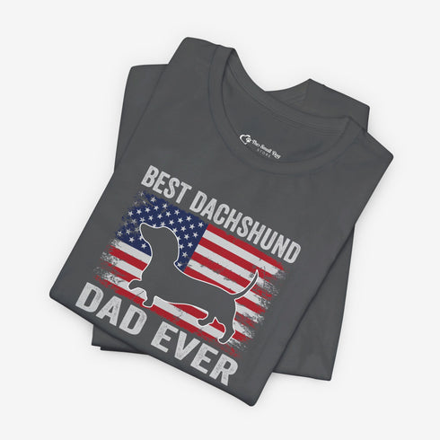 Dachshund Dad Tee - Dachshund T- Shirt for Men - American Flag Dachshund Shirt