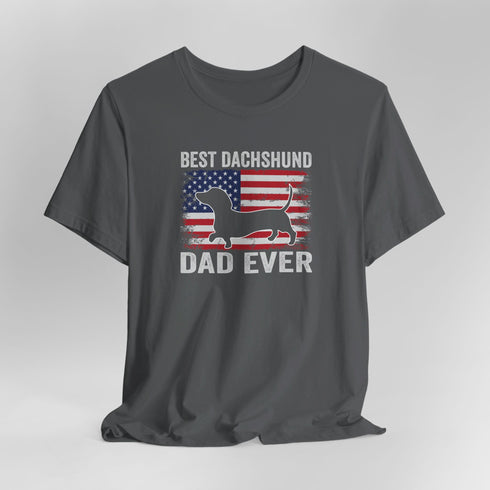 Dachshund Dad Tee - Dachshund T- Shirt for Men - American Flag Dachshund Shirt