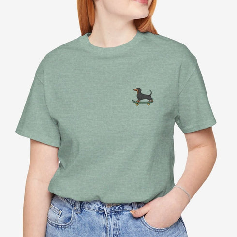Dachshund Skateboard Tee - Wiener Dog T- Shirt for Women