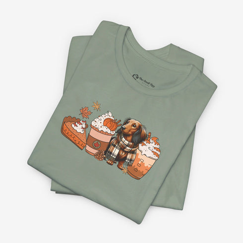 Longhaired Dachshund Fall Tee - Dachshund T- Shirt for Women