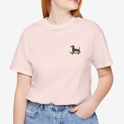 Dachshund Skateboard Tee - Wiener Dog T- Shirt for Women