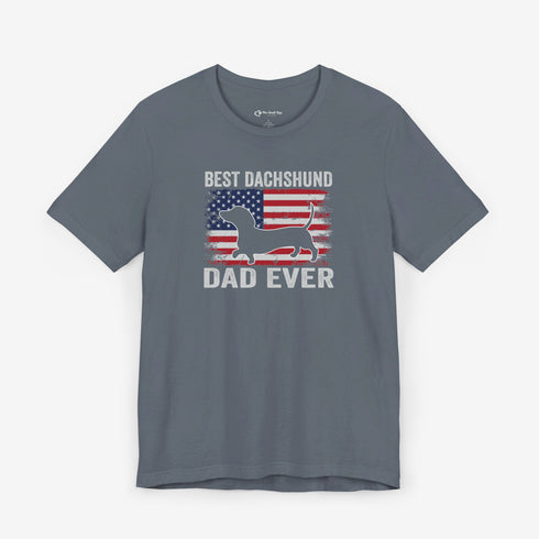 Dachshund Dad Tee - Dachshund T- Shirt for Men - American Flag Dachshund Shirt