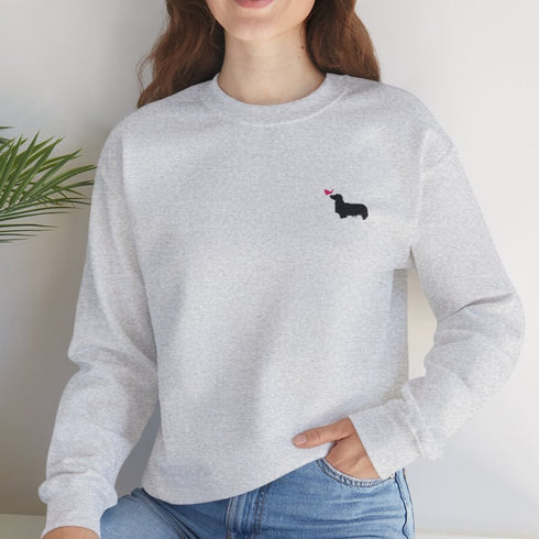 Longhaired Dachshund Sweatshirt for Women - Cute Dachshund Crew Sweatshirt