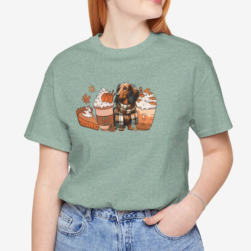 Longhaired Dachshund Fall Tee - Dachshund T- Shirt for Women