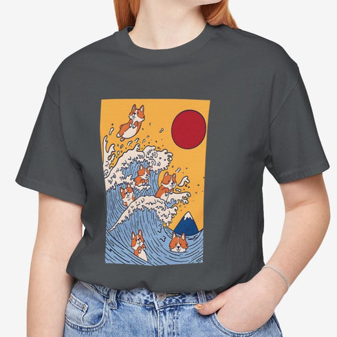 Funny Corgi Shirt for Women - Japanese Art Corgi Lover Tee