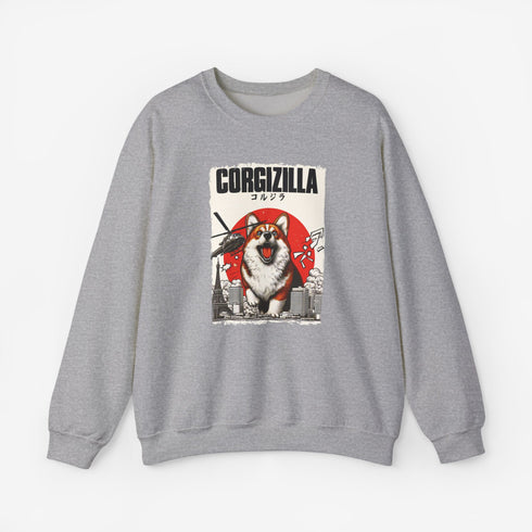 Funny Corgi Sweatshirt for Women - Corgizilla Crew Sweatshirt