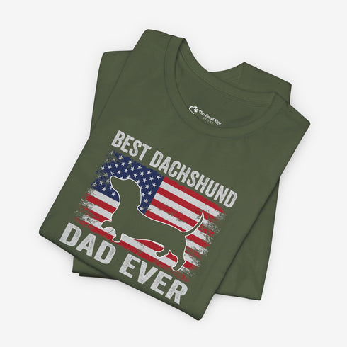 Dachshund Dad Tee - Dachshund T- Shirt for Men - American Flag Dachshund Shirt