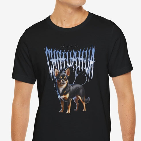 Chihuahua Metal T- Shirt - Funny Black Chihuahua Shirt for Men