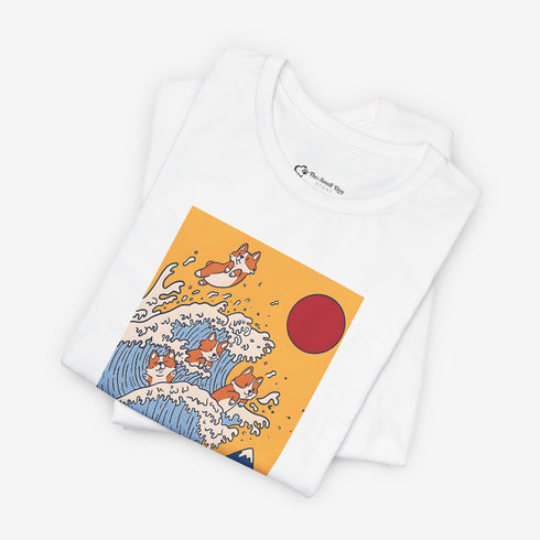 Funny Corgi Shirt for Women - Japanese Art Corgi Lover Tee