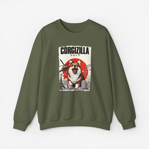 Funny Corgi Sweatshirt for Women - Corgizilla Crew Sweatshirt