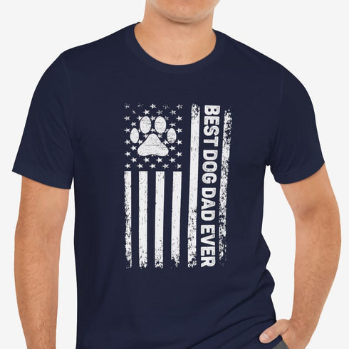 American Flag Dog Dad Tee - Dog Dad Gift