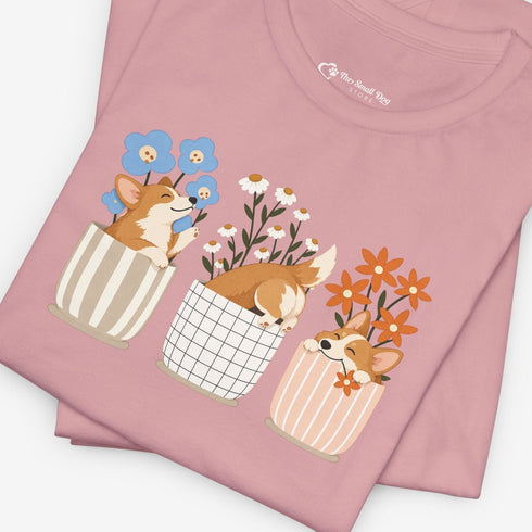 corgi t shirt for women. Color orchid