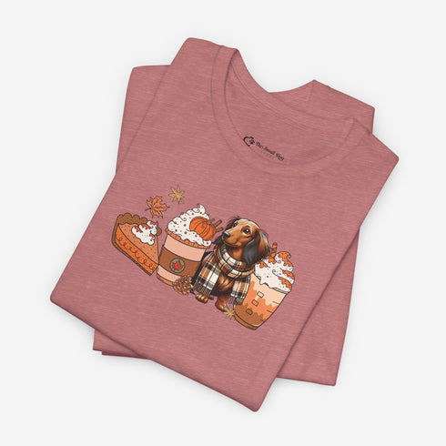 Longhaired Dachshund Fall Tee - Dachshund T- Shirt for Women
