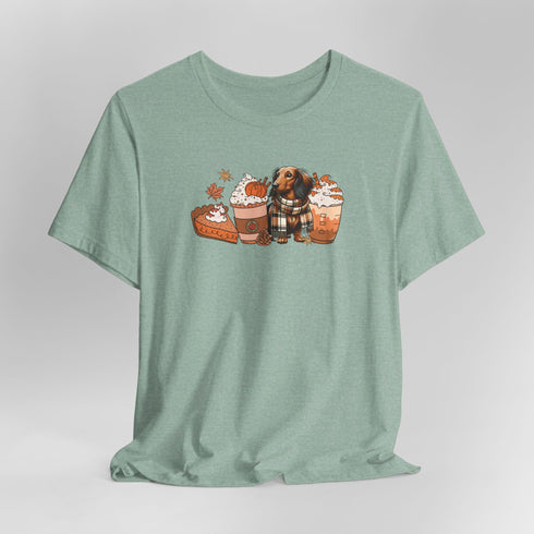 Longhaired Dachshund Fall Tee - Dachshund T- Shirt for Women