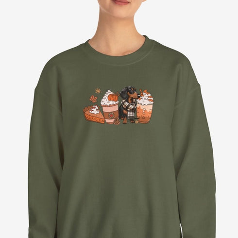Dachshund Autumn Sweatshirt for Women - Crew Sweatshirt