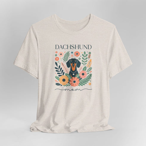 Dachshund T- Shirt for Women - Dachshund Mom Shirt Floral