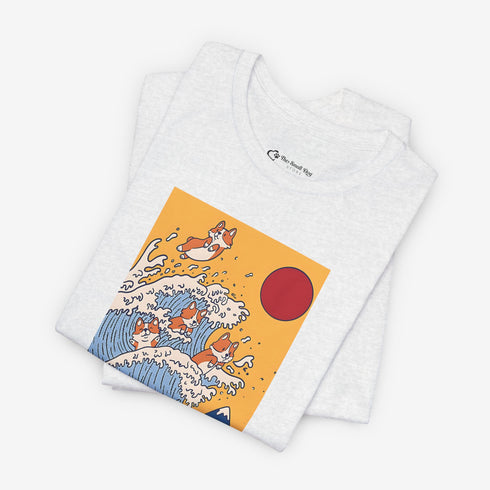 Funny Corgi Shirt for Women - Japanese Art Corgi Lover Tee